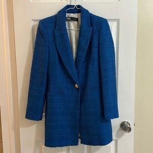 Zara fitted textured blazer in royal blue never worn